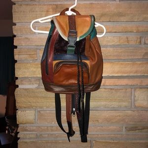 leather patchwork backpack
